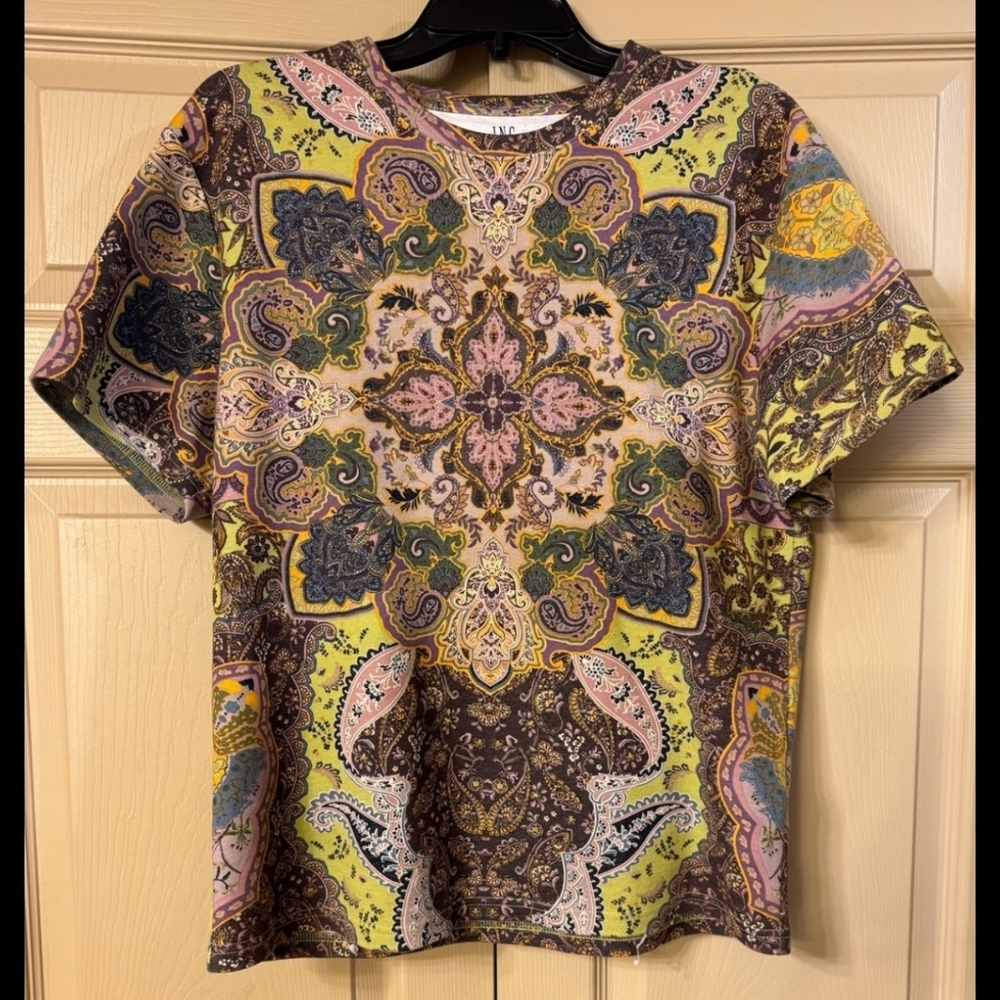 INC International Concepts Psychedelic Paisley High Quality Knitting T-Shirt M